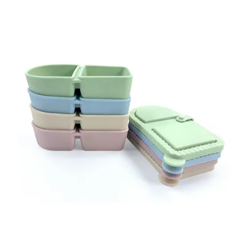 硅胶双格零食容器盒siliconesnackcontainer辅食保鲜酱料调味