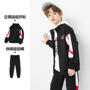 巴拉BALA男童套装2023春装中大童纯棉帅气运动裤儿童棒球服两件套