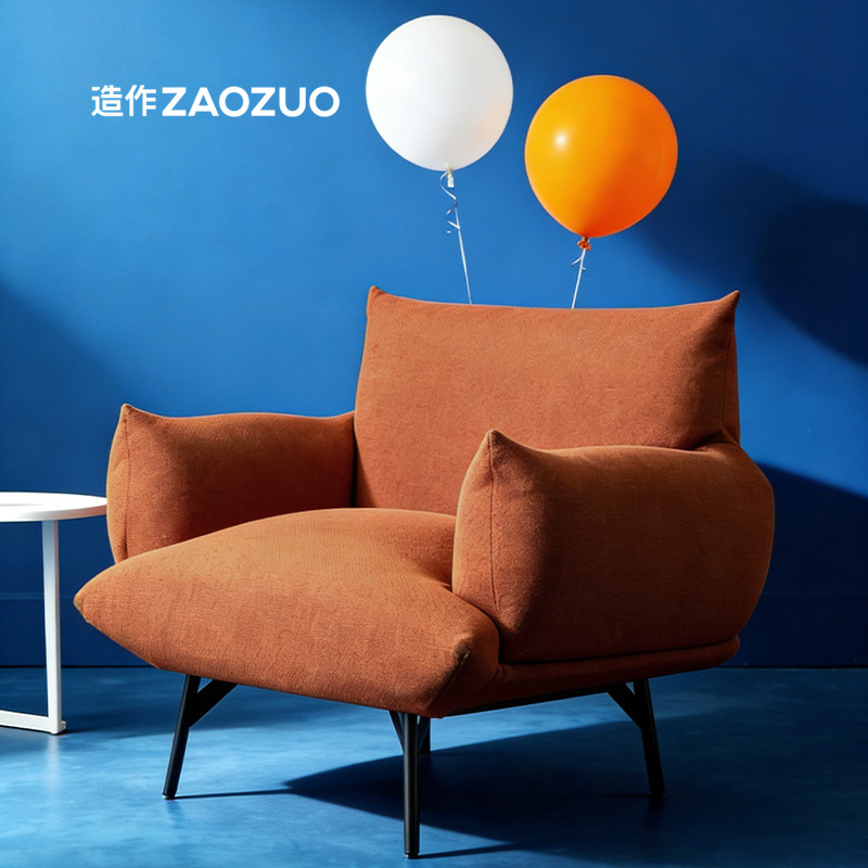 造作尖果法式复古单人布艺沙发椅