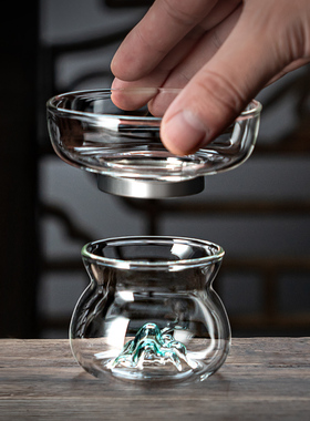 玻璃泡茶过滤器单个小茶漏茶滤不锈钢茶叶滤网茶仓茶水分离器高档