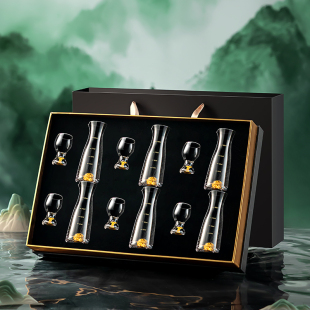 白酒杯轻奢高档礼盒套装 小一口杯个人专用水晶玻璃分酒器酒具酒盅