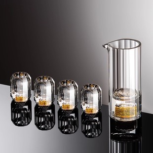 分酒器 家用玻璃金箔小一口杯子水晶品酒具中式 2023款 白酒杯套装
