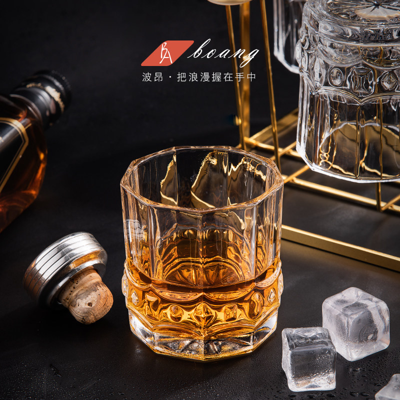 威士忌酒杯装带托盘架欧式水晶玻璃洋酒杯子家用啤酒杯高端酒具