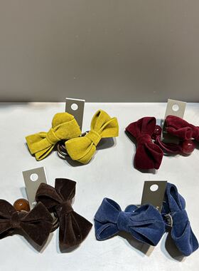 韩国东大门bebeprince儿童发饰彩色植绒蝴蝶结绕绕发圈发绳