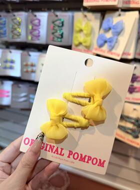 3.4韩国pom新款2026儿童彩色网纱蝴蝶结边夹发夹