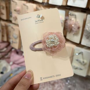 4.20韩国inpink儿童可爱珍珠网纱发夹女孩宝宝边夹发卡BB夹