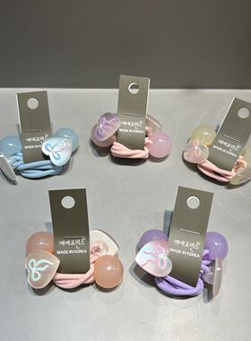 韩国东大门bebeprince儿童发饰糖果色爱心蝴蝶结绕绕发圈发绳