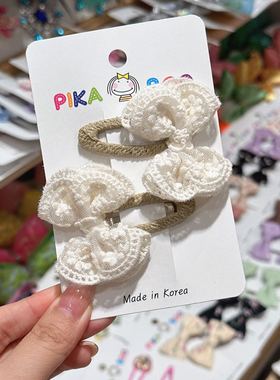 8.14韩国代购pikaboo儿童发饰蕾丝蝴蝶结边夹发夹