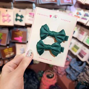 11.12韩国pom新款2025儿童彩色亮面蝴蝶结对夹边夹