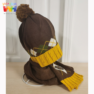 winghouse儿童帽子围巾围脖两件套装男童宝宝恐龙秋冬季护耳帽潮