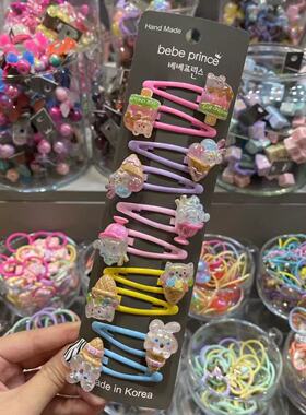 4.16韩国东大门bebeprince儿童发饰新款卡通动物冰激凌发夹长版