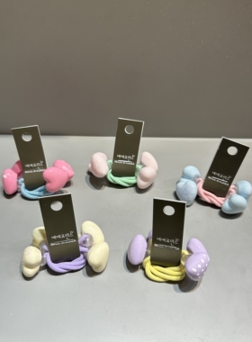 韩国东大门bebeprince儿童发饰可爱格纹波点奶油立体爱心绕绕发圈