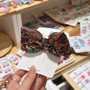7.21韩国代购 pikaboo儿童发饰彩色亮片立体蝴蝶结发夹