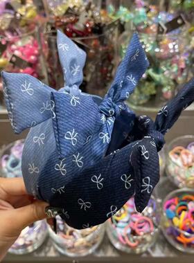 3.2韩国bebeprince儿童发饰牛仔布艺印花蝴蝶结发箍