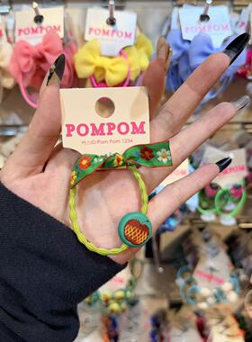 3.4韩国pom新款2026儿童彩色小纽扣蝴蝶结绕绕发绳发圈