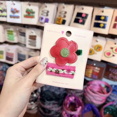 12.3韩国pom新款2025儿童彩色皮质花花边夹发夹