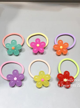 韩国代购bebeprince儿童彩色亚克力花朵发绳小朋友不伤发头绳皮筋