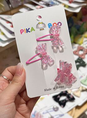 7.21韩国代购pikaboo儿童发饰波点亮片蝴蝶结绕绕发绳发卡套组
