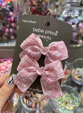 4.16韩国东大门bebeprince儿童发饰新款甜美爱心飘带蝴蝶结发夹