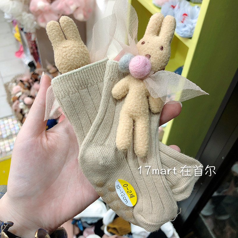 韩国yocksocks儿童可爱兔子小熊玩偶袜秋冬保暖防滑男女中袜
