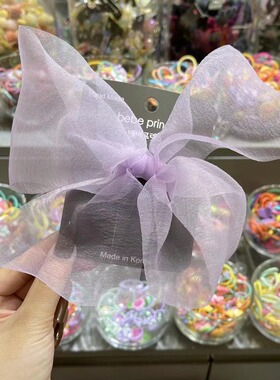 4.4韩国直播bebeprince儿童甜美仙气轻薄网纱蝴蝶结鸭嘴夹发夹