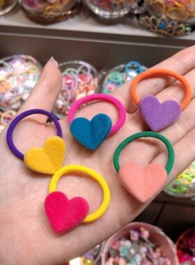 韩国bebeprince儿童发饰可爱彩色爱心发圈女孩扎马尾小皮筋头绳