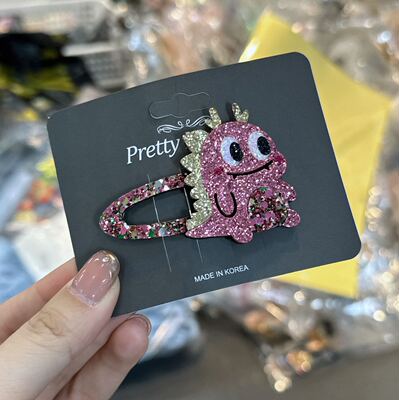 12.7韩国直播prettyhairpin可爱细闪小恐龙BB发夹边夹