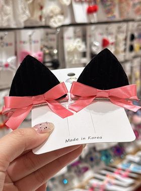 10.23韩国代购pikaboo儿童发饰俏皮蝴蝶结猫耳朵发夹边夹