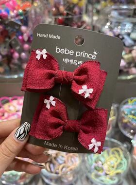 4.16韩国东大门bebeprince儿童发饰新款甜美纯色双层蝴蝶结发夹