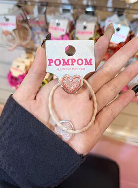 3.4韩国pom新款2026儿童彩色细闪爱心樱桃苹果绕绕发绳发圈