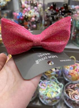 3.23韩国bebeprince儿童发饰立体纯色细闪蝴蝶结发夹边夹