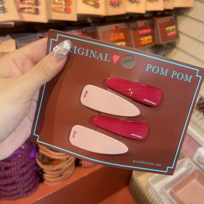 韩国pom儿童发饰时尚纯色发夹