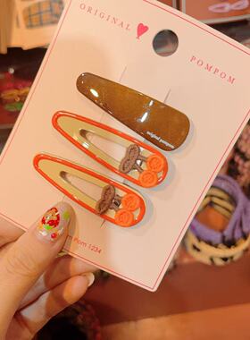 9.24韩国pom新款2025儿童彩色撞色樱桃掰掰夹套组边夹