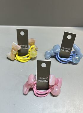 韩国东大门bebeprince儿童发饰彩色珠光蝴蝶结绕绕发圈发绳