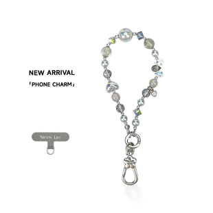 原创偷心姐轻奢手机链挂饰防丢挂绳独特水晶串珠相机钥匙链高级感
