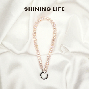 手腕式 防丢挂绳通用钥匙扣链条女 LIFE水晶珠手机挂件时尚 SHINING