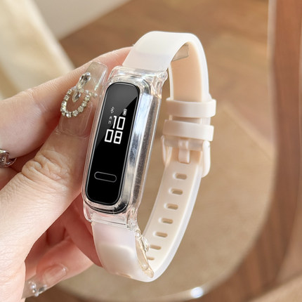 适用华为手环3E/4e跑步精灵表带智能运动band4e active/AW70果冻硅胶款替换带荣耀手环4Running/5篮球版腕带