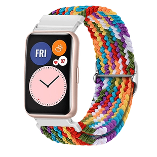 适用于华为智能手表watch fit new尼龙滑扣表带编织透气替换带时尚版/雅致版精编可调节替换腕带非原装配件