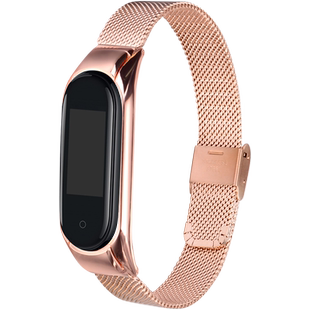 适用小米手环5/4腕带 小米3金属不锈钢表带通用6/7/8NFC版三四五代个性潮手链配件男女商务精钢米兰替换带