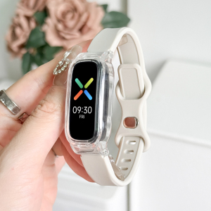 适用于OPPO band腕带oppo智能运动手环一代活力时尚版eva限定版亲肤软硅胶蝴蝶反扣透明壳替换表带配件