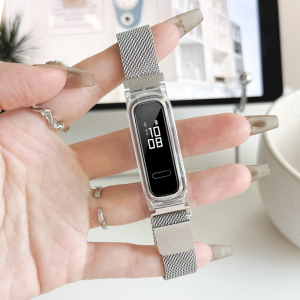 适用华为手环3E/4e/4e精灵版表带智能运动band4e active/AW70金属米兰磁吸替换带荣耀4Running/5篮球版表链
