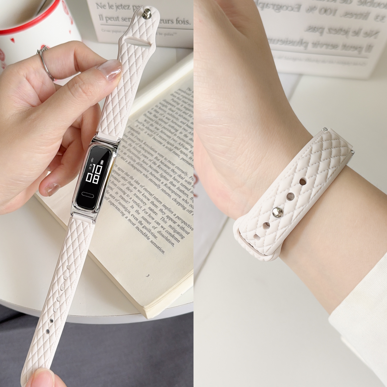 适用华为手环3E/4e表带荣耀band4R/5B篮球活力版硅胶皮纹单钉反扣替换腕带AW70手环腕带男女高颜值透气表链