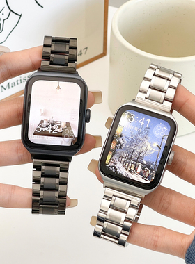 适用oppowatch手表金属五株款实心精钢表带oppo watch1代/2代46mm透气男士商务手表链OW20W2/ow19w2腕带配件