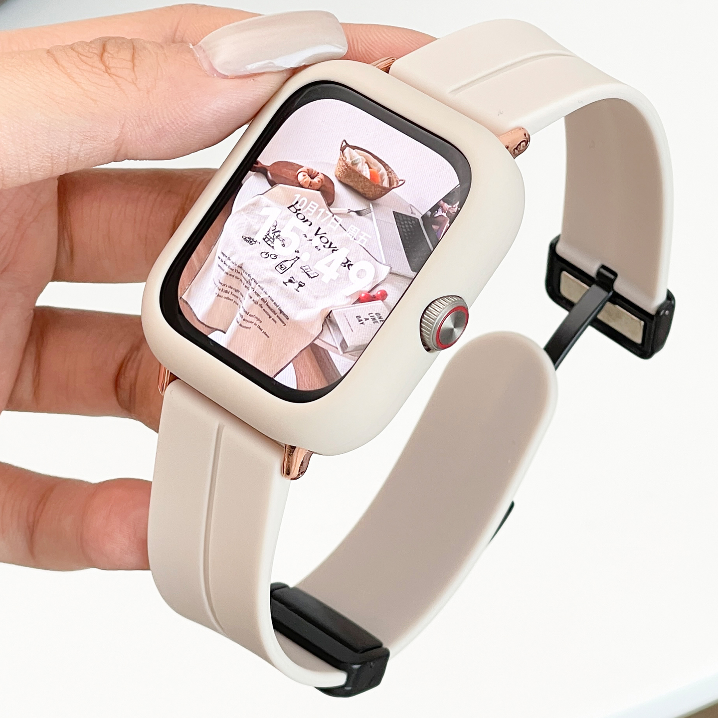 适用于vivo watch gt表带亲肤软硅胶折叠磁吸扣腕带iQOO watch gt通用eSIM版W2456A男女时尚替换手表带配件