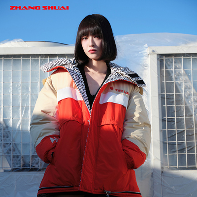 张帅原创设计拼色双面穿羽绒服