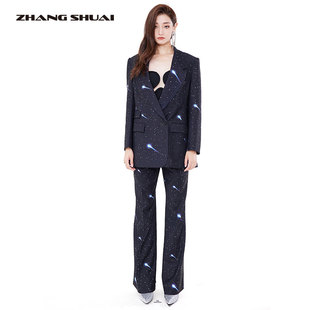 ZHANGSHUAI张帅王灿同款 2024春夏一粒扣流星闪钻西服 定制款