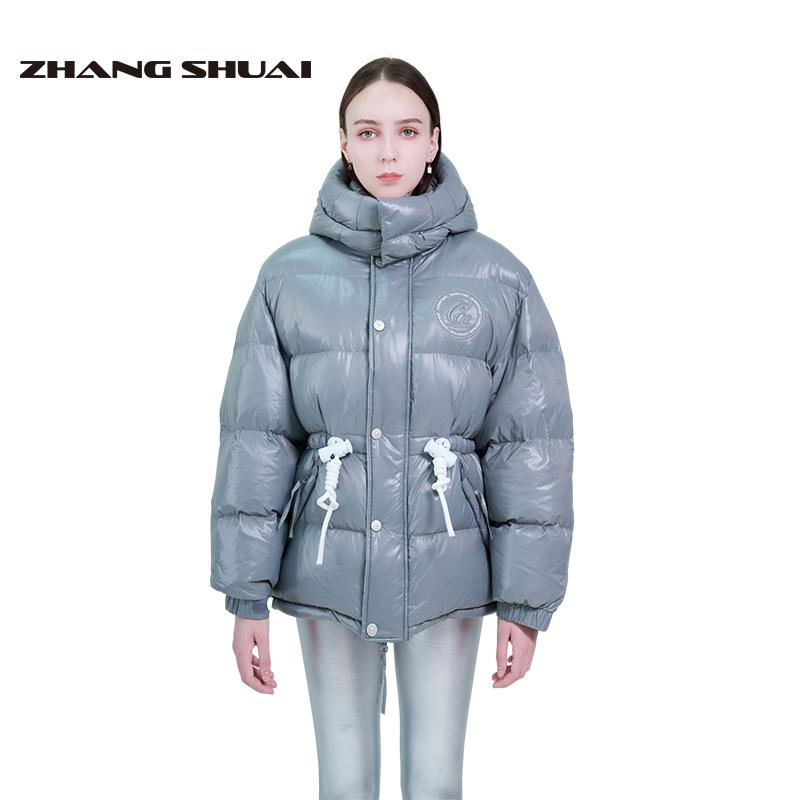 ZHANGSHUA短款连帽收腰羽绒服