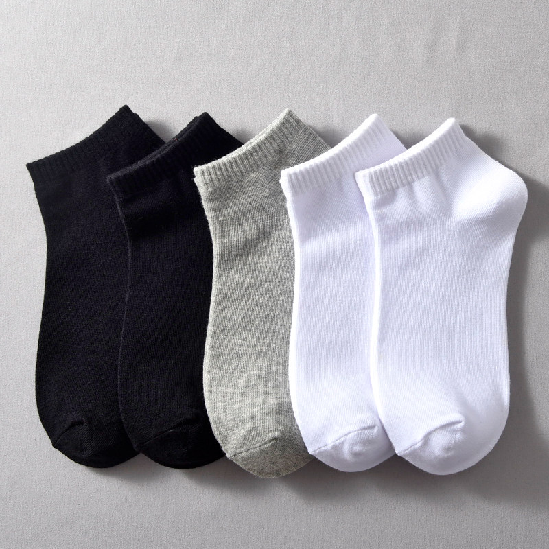 Women's Combed Cotton Short Socks, Sweat-Absorbent Cotton Socks, Black and White Low-Cut Short Socks, Student Low-Rise Sports Boat Socks