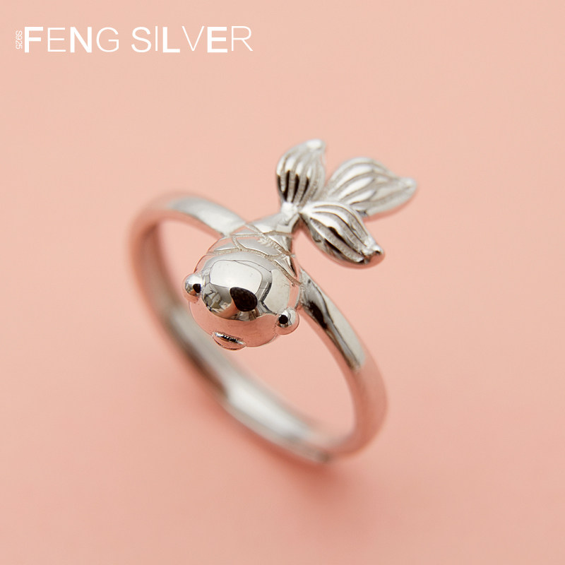 烽之银女纯银古风开口戒指