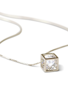 钻石项链纯银银链女镶钻